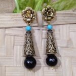 black agate gemstone beaded handmade earrings
