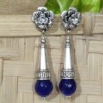blue agate gemstone beaded handmade earrings