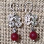 Red Onyx With Wire Wrap Artisan Handmade Earrings