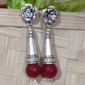 red agate gemstone beaded handmade earrings