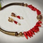 red coral handmade necklace set