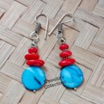 red coral gemstone beaded handmade earrings