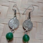green agate gemstone beaded handmade earrings