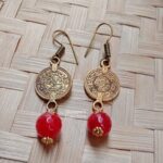 red agate gemstone beaded handmade earrings