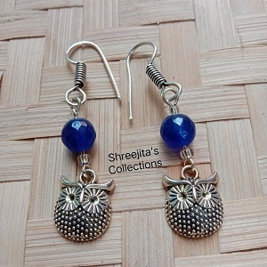 blue agate gemstone handmade earrings