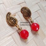 red agate gemstone beaded handmade earrings