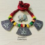 oxidised silver handmade necklace set