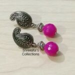pink agate gemstone beaded handmade earrings