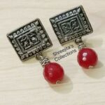 red agate gemstone beaded handmade earrings