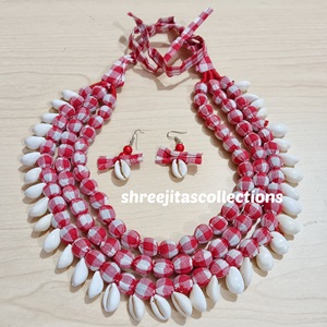 three layered handloom fabric necklace set