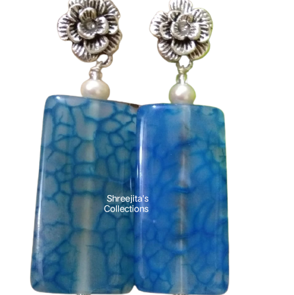 blue gemstone fashionable handmade earrings