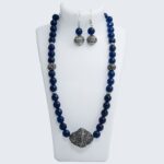 Blue gemstone handmade necklace set
