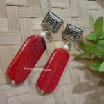 Red Quartz Pearl Semi Precious Handmade Earrings