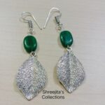 green gemstone oxidised handmade earrings