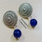 blue onyx silver oxidised ethnic handmade gemstone earrings