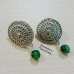 Green Onyx Silver Oxidised Ethnic Handmade Gemstone Earrings