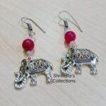 Red-Onyx-Elephant-Charms-Gemstone-Handmade-Earrings