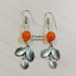orange onyx oxidised charm earrings