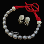 oxidised red thread tribal handmade necklace