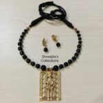 dokra tribal black gemstone necklace set 01