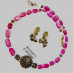 gold tone ball ruby gemstone handmade necklace set