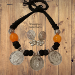 oxidised coin tribal black thread necklace set