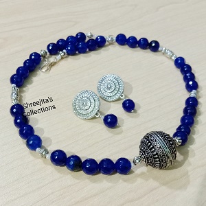 blue agate ethnic handmade necklace set