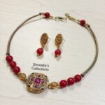 red agate designer golden choker necklace