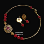 red agate designer golden choker necklace