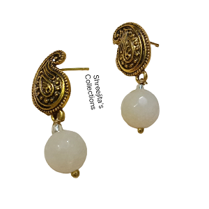 white agate golden drop earrings
