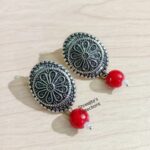 oxidised red onyx gemstone beaded earrings
