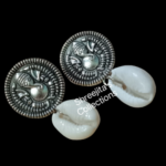 silver tone ganesha cowrie shell tribal earrings