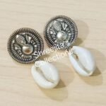 silver tone ganesha cowrie shell earrings