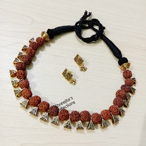 rudraksha beads fashionable golden necklace set
