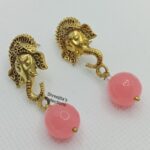 pink agate ethnic handmade gemstone earrings