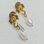 pearl handmade ganesha earrings