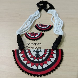 hand painted warli art handmade tribal necklace set