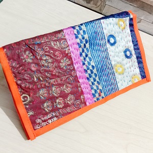 handcrafted multicoloured kantha patchwork purse