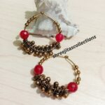 red agate golden oxidised hoop gemstone beaded