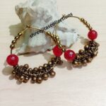 red agate golden oxidised hoop gemstone beaded