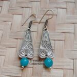 oxidised fashionable sky blue agate gemstone handmade earrings