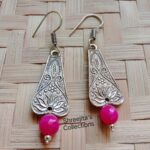pink agate oxidised fashionable gemstone beaded handmade earrings
