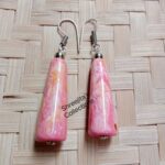 pink shaded chemical beads handmade tribal earrings