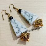 black and white shaded chemical beads fashionable dangle earrings