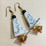 black and white shaded chemical beads fashionable trendy dangle earrings