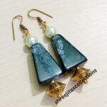 black shaded chemical beads fashionable dangle earrings