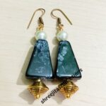 black shaded chemical beads fashionable dangle earrings