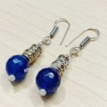blue agate gemstone beaded handmade earrings