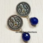 blue agate gemstone beaded ethnic handmade earrings
