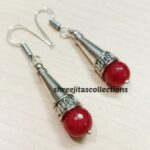 red agate gemstone handmade dangler earrings